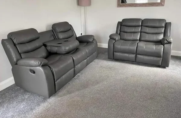 Martin's 3+2 New Marino Grey Leather Sofa Range - Image 4