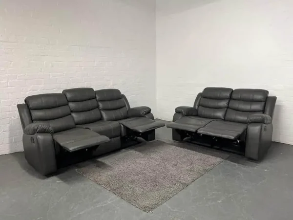 Martin's 3+2 New Marino Grey Leather Sofa Range - Image 2